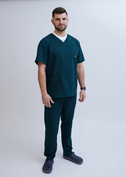 Męski Komplet Medyczny Scrubs Krótki Rękaw Bawełna