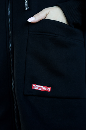 Bluza Mediface Cozy Hoodie – komfortowa bluza dresowa z kapturem rozpinana Bawełna kolor Czarny