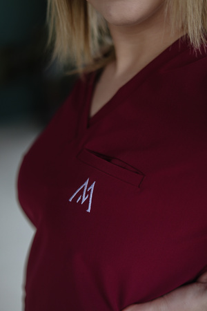 Komplet Medyczny Damski Scrubs Luxe Premium Bordowy Burgund