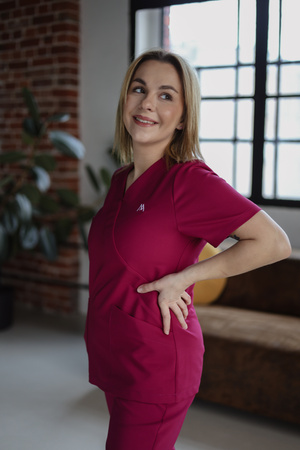 Komplet Medyczny  Damski Scrubs New Premium Bawełna  Magenta
