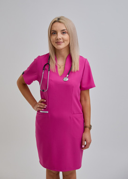 Długa Sukienka Medyczna  Taliowana Premium 