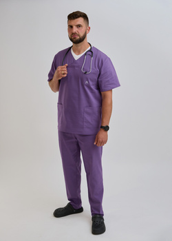 Męski Komplet Medyczny Scrubs Krótki Rękaw Bawełna
