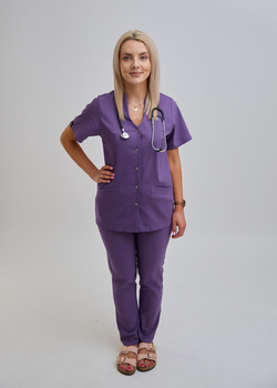 Komplet Medyczny Damski  Taliowany Premium Bawełna