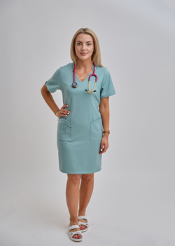 Długa Sukienka Medyczna Phenomenal Premium  Miętowa Rosa