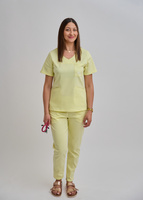 Komplet Medyczny Damski Scrubs Pro Premium Bawełna Cytrynowa Mgiełka