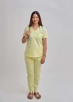 Komplet Medyczny Damski Scrubs Luxe  Premium Bawełna  Cytrnowa Mgiełka