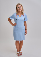 Długa Sukienka Medyczna Phenomenal Premium  Błękit Mgieł